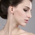 thumbnail image 2 of Gem Stone King 18K Yellow Gold Plated Silver Pink Created Sapphire White Moissanite and White Lab Grown Diamond Earrings for Women | 2.95 Cttw | Gemstone September Birthstone | Heart Shape 4MM, 2 of 3