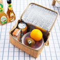 thumbnail image 4 of Imitation Rattan Lunch Bag Portable Waterproof Shockproof Thermal Cooler Insulated Bento Box Carry Tote Picnic Bags Storage Container, 4 of 7
