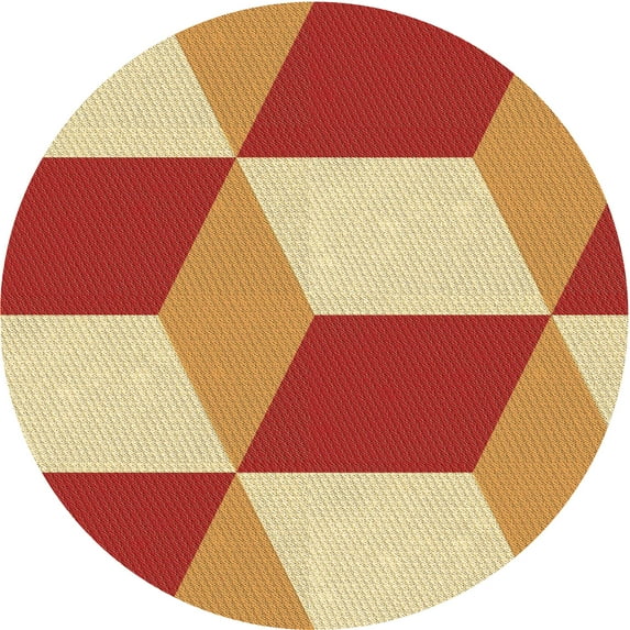 Ahgly Company Indoor Round Patterned Chrome Gold Yellow Area Rugs, 4' Round