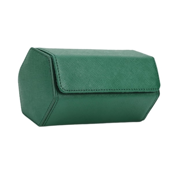 Caja de almacenamiento de relojes práctica y pequeña con 2 compartimentos para cajón de salón y viajes. Verde