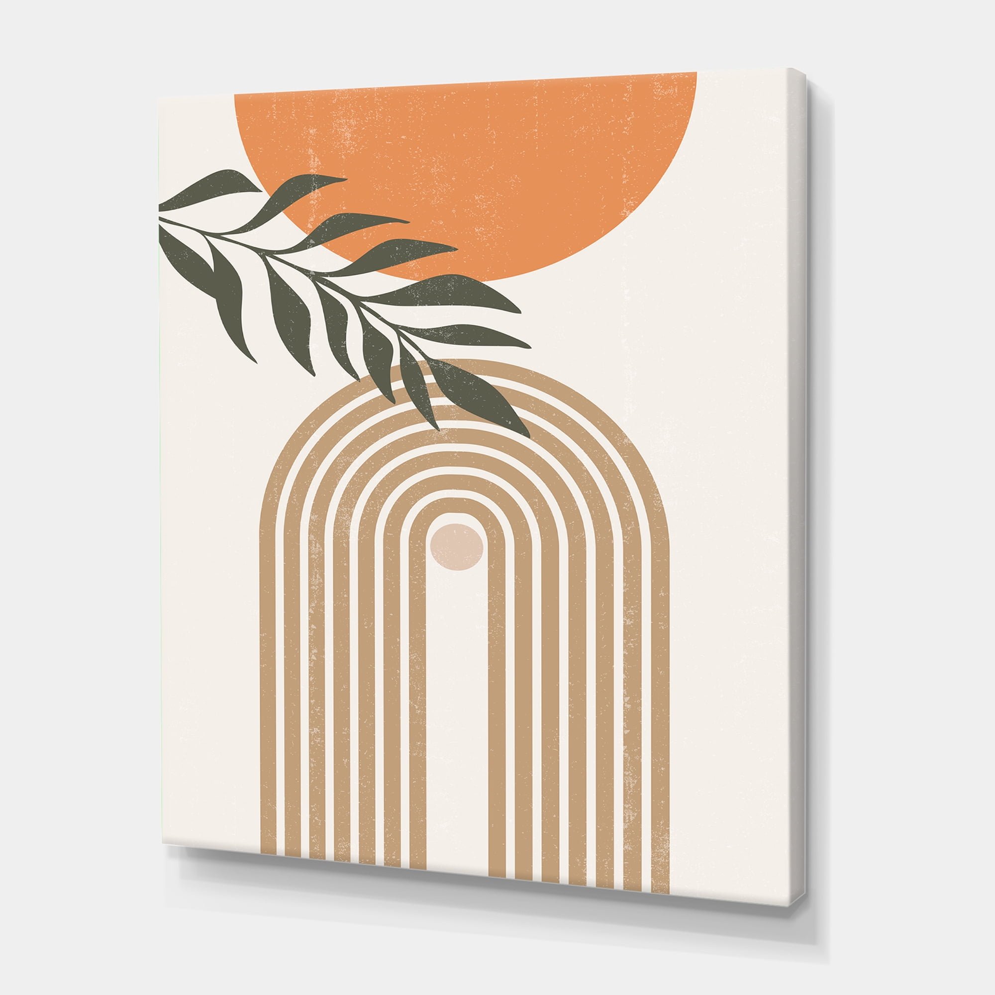 Designart ' Abstract Moon Sun Leaves I ' Modern Canvas Wall Art Print