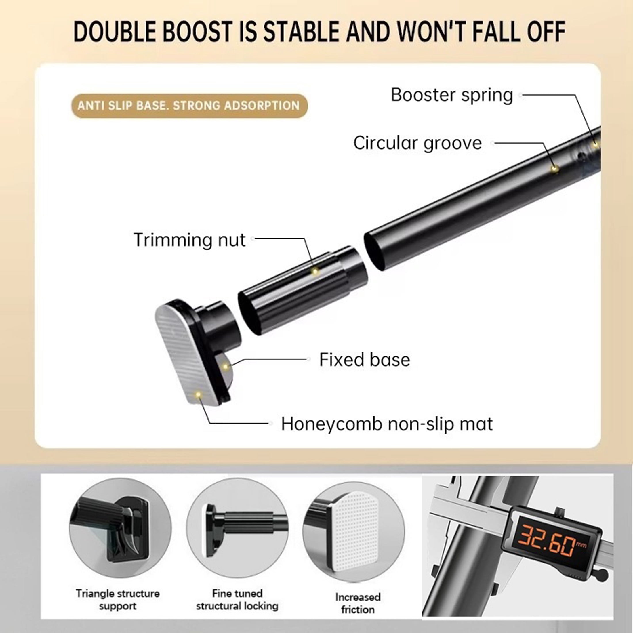 Mxdfafa Matte Black Heavy Duty Tension Curtain Rod, 28-43in No Drill Rustproof Carbon Steel Adjustable Rod for Bathroom, Closet, Balcony & Room Divider