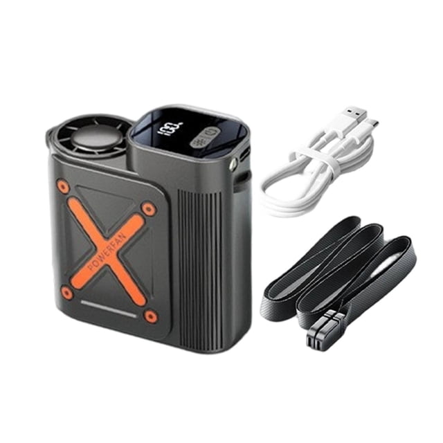 Ventilador con clip para paraguas, ligero con cordón para correr, pescar y practicar deportes. negro