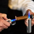 thumbnail image 3 of Deeceymbur Triple Jet Flame Butane Torch Lighter Windproof Refillable Lighter for Cigar Smoking Outdoor Use Rotating Gear Design, 3 of 4