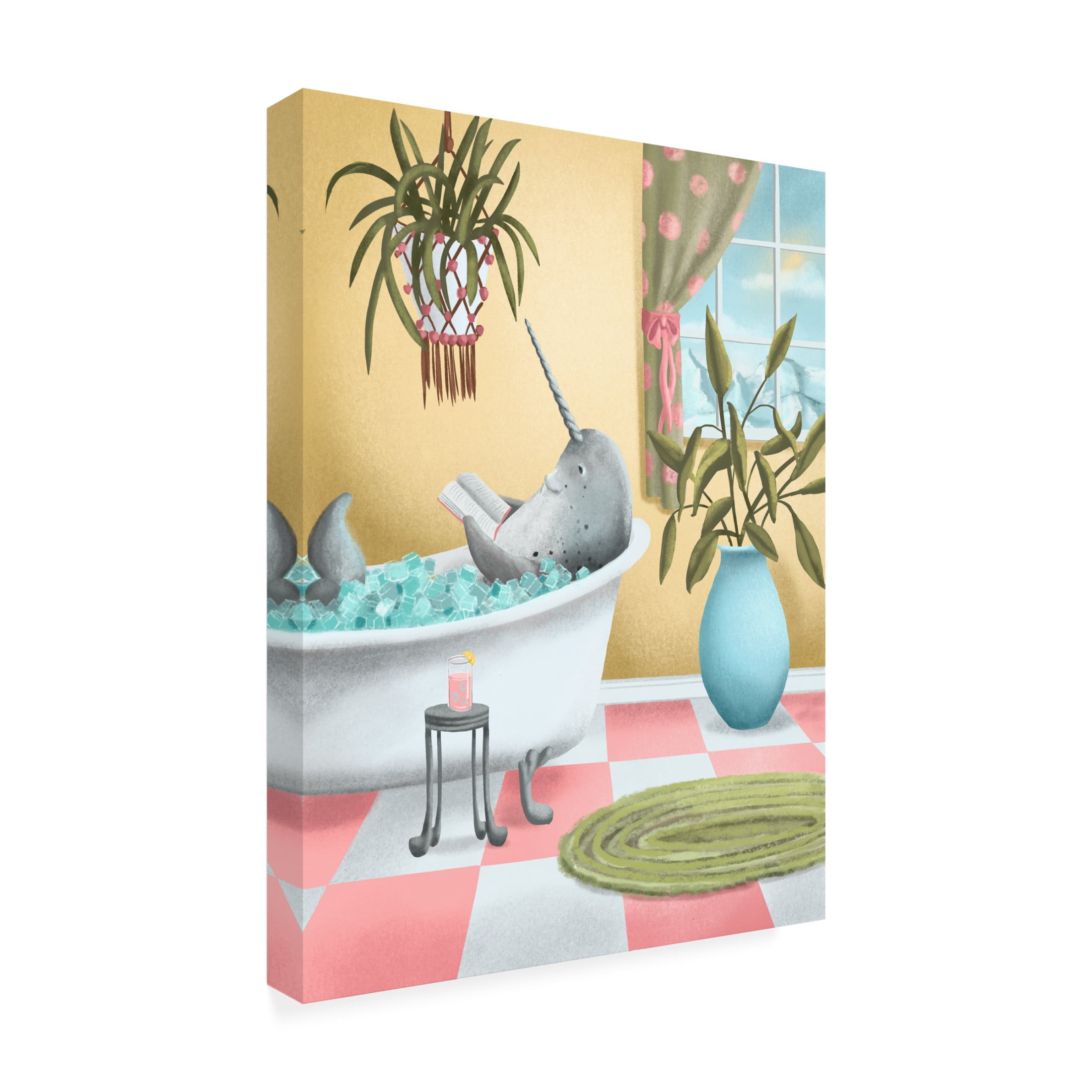 Canvas Wall Art - Christine Rotolo 'Arctic Animals in Tubs Narwhal 2' Wall Art for Living Room, Bedroom, or Office Décor by Trademark Fine Art - 14 x 19 Inches