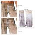 thumbnail image 5 of Pantalones Sueltos Pierna Ancha Cintura Alta Degradado Cordón Cinturón Ajustable Impresión Pantalones Casuales Caqui L, 5 of 5