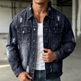 thumbnail image 5 of LYSMORA 2026 Men's Distressed Ripped Point Collar Denim Jacket, Button Front Chest Flap Pockets Loose Fit Vintage Washed Casual Shacket Outerwear, 5 of 8