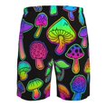 thumbnail image 6 of Wukai Bright Mushrooms Print Beach Trunks with Compression Liner Swimsuit Quick Dry Beach Sports Shorts with Pocket-Small, 6 of 8