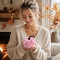 thumbnail image 6 of White Velvet Pumpkin Decoration 5 Inch, Plush Faux Pumpkin for Halloween Fall Home Decor, Soft Fabric Ornament for Table Centerpiece Shelf Sitter, Kids Pet Safe Reusable Autumn Accent, 6 of 7
