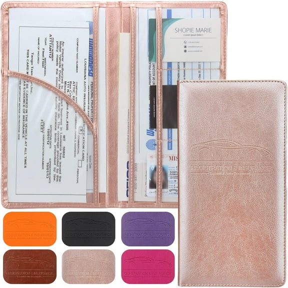 Premium Car Registration & Insurance Card Holder with Magnetic Shut, Vehicle Glove Box Car Organizer - For Documents, Cards, License (9.64x4.92in)