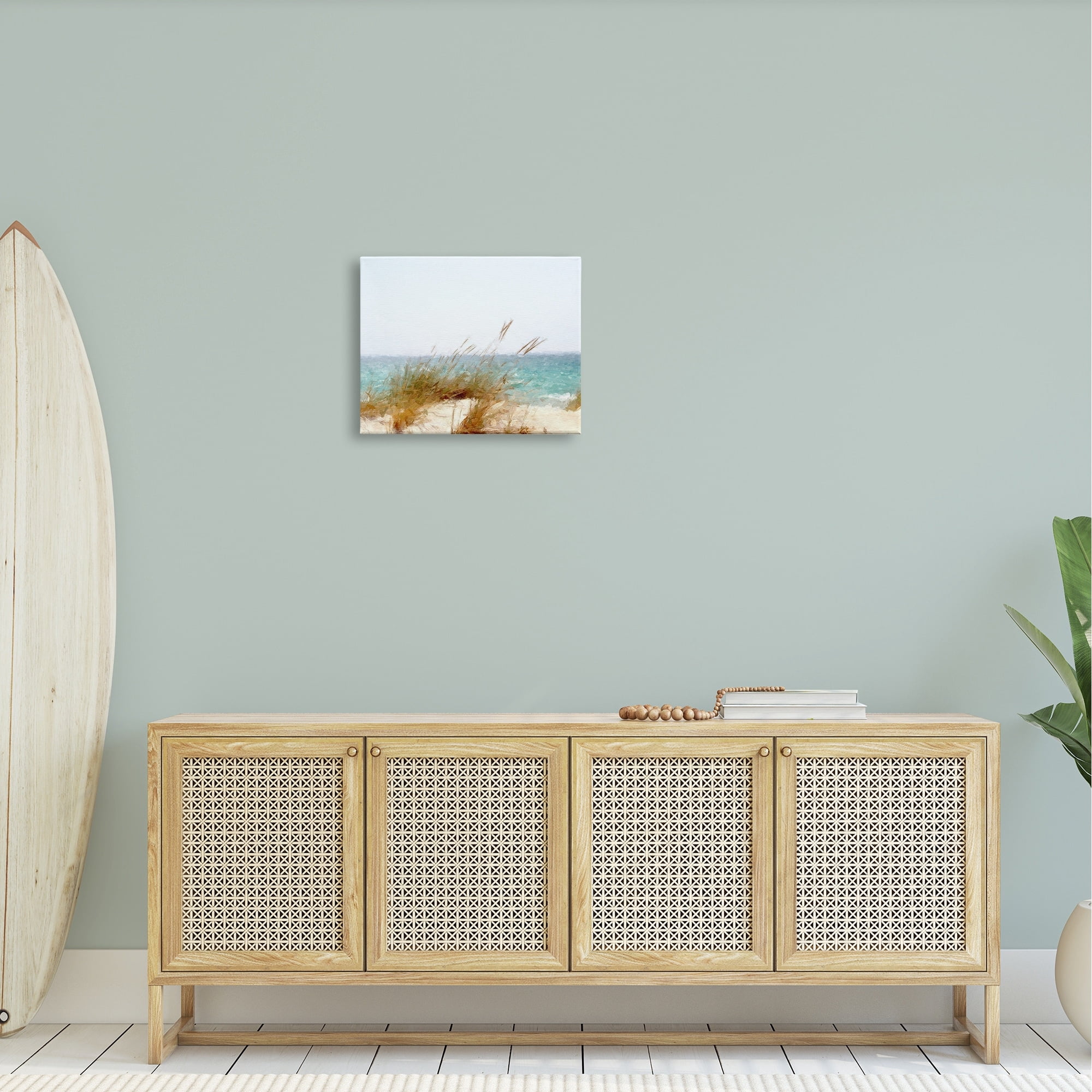 Stupell Beach Reeds Nautical Windblown Coast Landscape Painting Gallery Wrapped Canvas Print Wall Art
