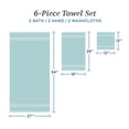 thumbnail image 2 of WelHome 6 Piece EVERYDAY USE 100% Cotton Bathroom Towels Set, 450 GSM, 2 Bath towels 27" x 54", 2 Hand Towels, 2 Washcloths, Soft Lightweight, Hotels, Spa and Gym – Aqua, 2 of 9