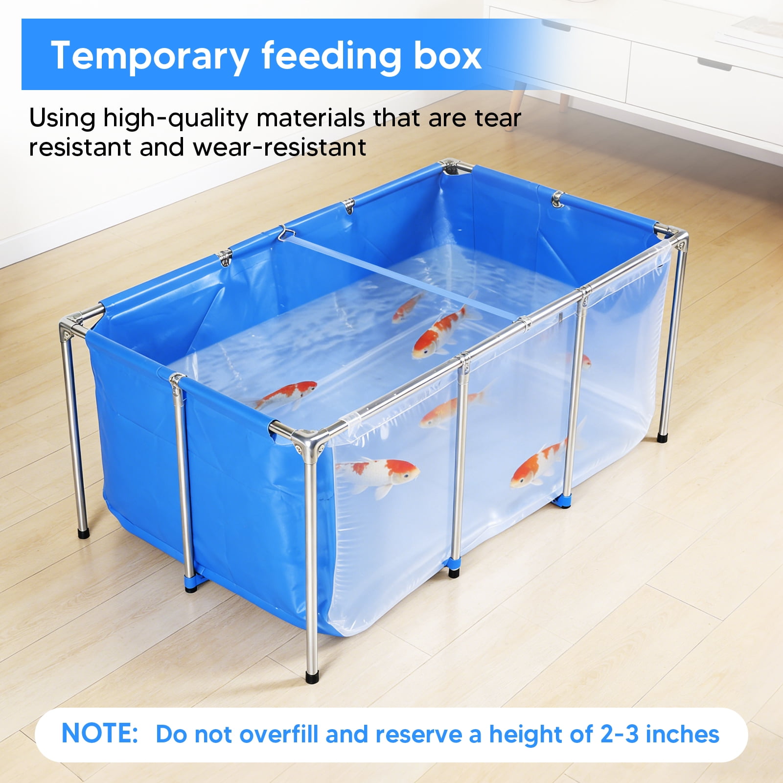 Qiyester Aquarium Pool Pond Portable Collapsible Fish Breeding Tank Swimming Pools with Frame Transparent Clear Viewing Panel Ball Valve Water Outlet for Koi,Goldfish 345Gallon