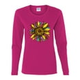 thumbnail image 3 of Sunflower Animal Print Fashion Womens Graphic Long Sleeve T-Shirt, Fuschia, X-Large, 3 of 5