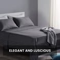 thumbnail image 6 of Sleep Zone Striped Cooling Twin Sheets Set for Kids - Fitted Flat Sheet & Pillowcase Sets 3 Piece - Super Soft Stripe Bed Sheet, Easy Care, Deep Pocket (Gray, Twin), 6 of 7