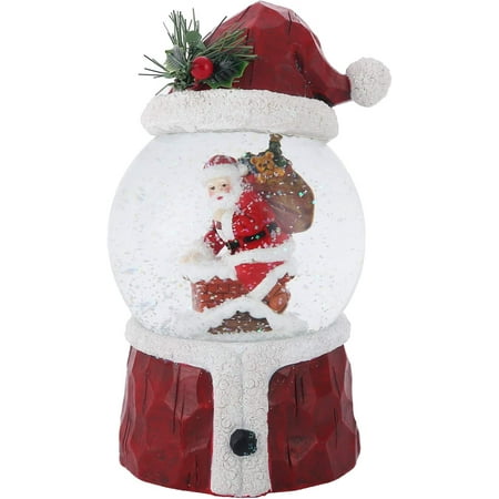 Musical Christmas Snow Globe With Lights - 100mm Santa Claus Water Globe Plays 8 Songs, Battery Powered