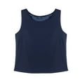 thumbnail image 3 of Yartina Womens Summer Dressy Chiffon Blouses Round Neck Sleeveless Tunic Tops Office Work Shirts Top Navy Blue 3XL, 3 of 5