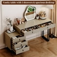 Vanity Desk with 3 Color Touch Screen Dimming Mirror Modern Dressing