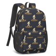 thumbnail image 2 of Bigfoot and Human Black Pattern 17" Waterproof Oxford School Backpacks for Teens, S-Shape Padded Straps, for School, Travel, Hiking, Camping, 2 of 5