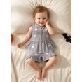thumbnail image 6 of RUINIXCW Toddler Baby Girl Halloween Outfit Infant Baby Girls Summer Fall Clothes Ghost Pumpkin Embroidery Bows Tank Top with Shorts Set, 6 of 9