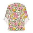 thumbnail image 4 of Women Floral Printed T-Shirt Summer Peplum Ruffle Sleeve Tops Henley Neck Tee Shirts Button Down Shirts Fltter Hem Loose Fit Tunic Blouse Going Out Beach Vacation Outfits 2025, 4 of 5
