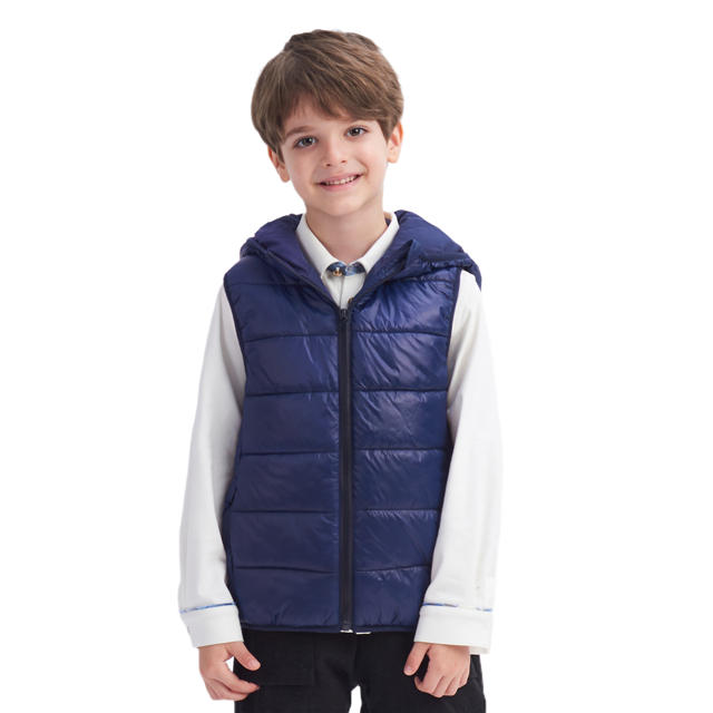 Boys Winter Puffer Vest, Toddler Kids Hooded Sleeveless Gilet, Lightweight Warm Outwear Water