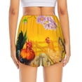 thumbnail image 4 of Uemuo The Chicken Family Pattern Women's Athletic Shorts High Waisted Running Shorts with Liner Pockets Gym Elastic Workout Shorts-, 4 of 9