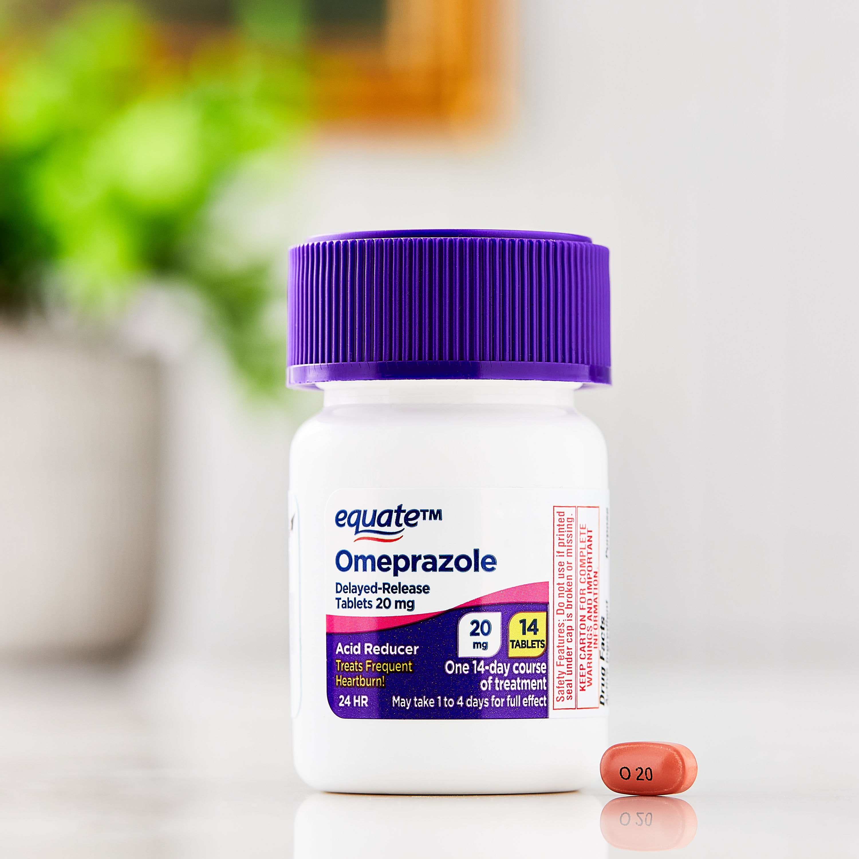 Equate Omeprazole Delayed-Release Acid Reducer Tablets, 20 mg, 28 Count, , Compare to Prilosec OTC active ingredient