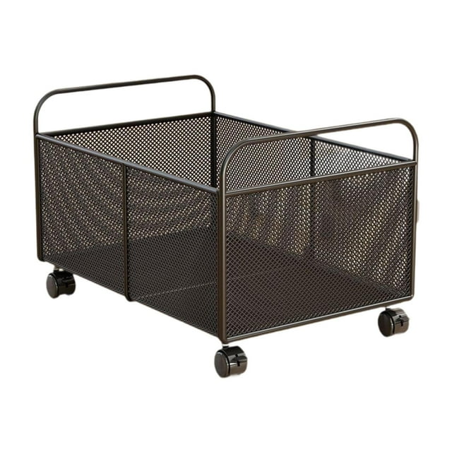 Siruishop Wire Basket Rolling Wire Vegetable Fruit Rack with Wheels Iron Metal Storage Organizer Basket Rustic Storage Bin for Bedroom L