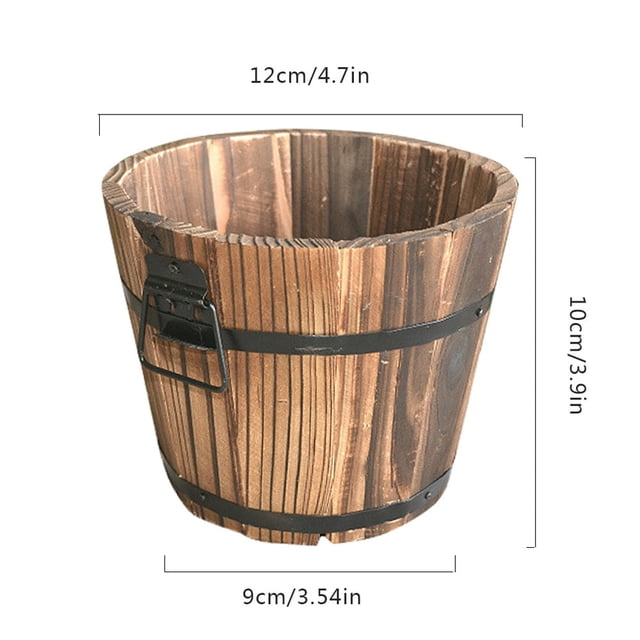 Wooden Flower Pot Flat Edge Garden Decor Succulent Plants Flower Barrels Decorations Small