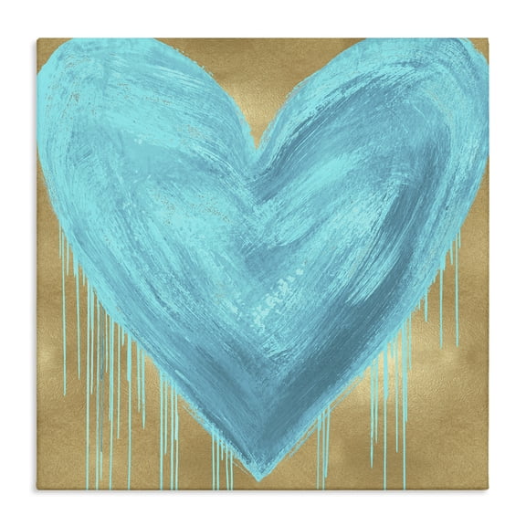 Stupell Industries Contemporary Blue Heart over Tan Canvas Art, 17 x 17, by Lindsay Rodgers