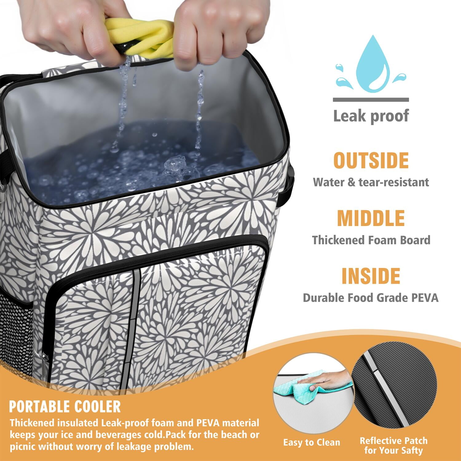 Travel Cooler Bag - Boho Bohemia Pioneer Flower Art Camping Beer Cooler Backpack with Bottle Opener- Waterproof Insulated Picnic Backpacks - Cooler Bag for Beach