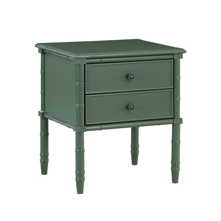 Comfort Pointe Vintage Green Nightstand, Bamboo Style Wood, 2