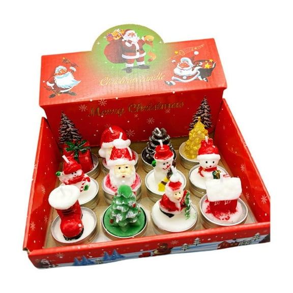 Christmas Candle Gift Set 12-Piece Eco-friendly Smoke-free Paraffin Candles Christmas-themed Candles for Winter Home Decoration and Gifting, Version D