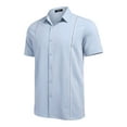 thumbnail image 2 of Coshow Men's Short Sleeve Shirt Casual Button Down Cuban Guayabera Summer Refreshing Beach Shirt, 2 of 5