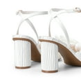 thumbnail image 3 of DREAM PAIRS - Sandalias de tacón con nudo de lazo para mujer, tacón alto y grueso, puntera abierta, correa al tobillo, para boda, fiesta nupcial, 3 of 5
