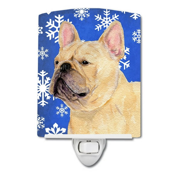French Bulldog Snowflakes Holiday Ceramic Night Light