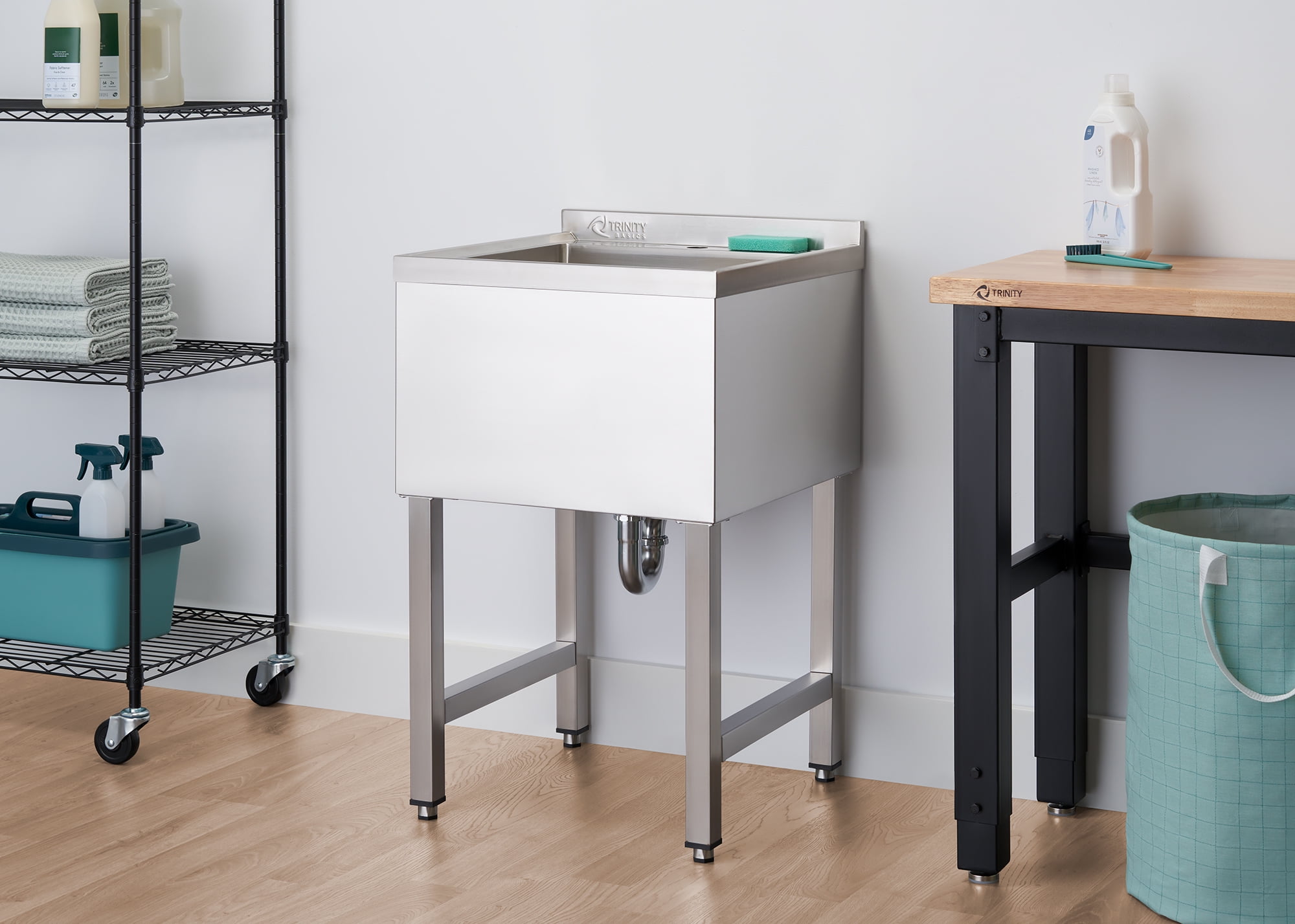 TRINITY BASICS EcoStorage® | 18x16x13 Basin | Stainless Steel Utility Sink | NSF | Chrome