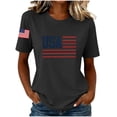 thumbnail image 2 of NTACZA Short Sleeve Womens Summer Tops Casual Crew Neck Usa American Flag Print T‑Shirts Graphic Tees Relaxed Fit Festival Black, 2 of 6