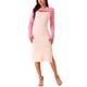 thumbnail image 1 of Vestido midi de corte con escote de manga larga para mujer Inspire Chic, suéter de punto en bloque de color XL Rosa-Rosa claro, 1 of 5