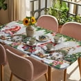thumbnail image 3 of Grey Christmas Table Cloths for 4 Foot Rectangle Tables, Gnomes Xmas Tree Snowflake Gifts Patio Waterproof Elastic Fitted Tablecloths, Washable Rectangular Table Cover for Camping, 3 of 8
