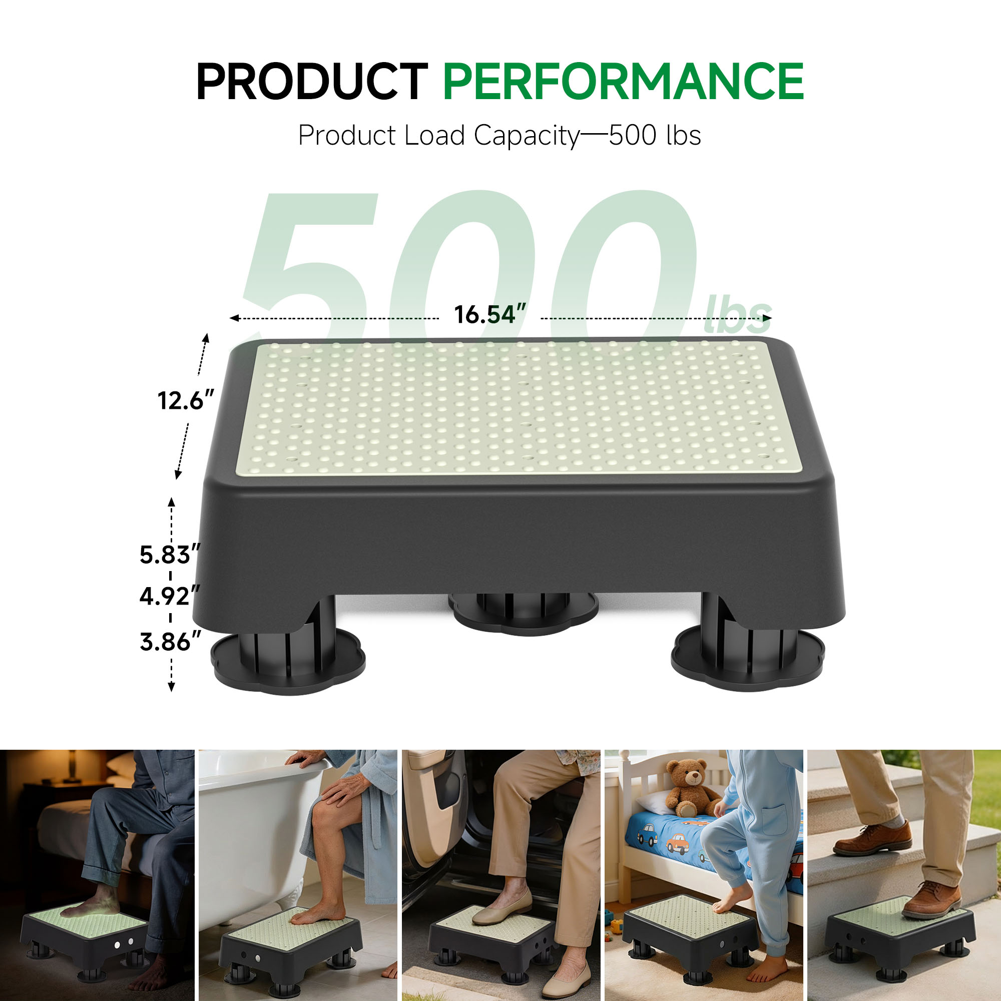 ALLJOY Adjustable Step Stool with Non-Slip Platform, 500 LBS photo 2