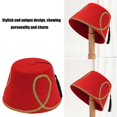 thumbnail image 2 of Turkish Hat Classical Turkish and Moroccan Headwear Halloween Cosplay Classical Turkish Hat Intricate Black Tassels, 2 of 4