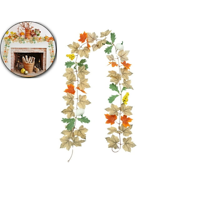 Dvruxg 78.7 Inch Maple Leaf Rattan – Artificial Autumn Decor for Home & Party – Durable Plastic Fall Leaves Garland for Indoor & Outdoor Use