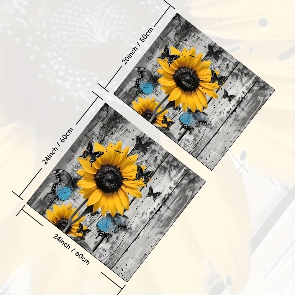 1pc, Dish Drying Pad, Sunflower And Butterfly Pattern Washing Machine Dust Cover Mat, Countertop Absorbent Pad, Washstand Drain Mat, Washstand Cup Mat, Kitchen Accessories, Bathroom Accessories