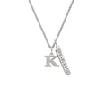 thumbnail image 2 of Delight Jewelry Silvertone Large Initial - K - Silvertone Fearless Bar Charm Necklace, 23", 2 of 4