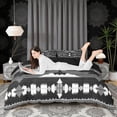 thumbnail image 3 of Erosebridal Black White Queen Duvet Cover Set, Grunge Bohemian Aztec Bedding, Black Reversible 3-Piece, 1 Duvet Cover and 2 Pillowcases (No Comforter), 3 of 6