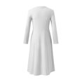 thumbnail image 4 of ZHOGXU Women's Dress Long Sleeve Round Neck Solid Color Side Split Fashion Comfortable Elegant Dresses For Casual Daily Wear,White,S, 4 of 7