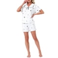 thumbnail image 2 of INSPIRE CHIC Women's Loungewear Ruffle Babydoll Collared Cute Print Short Sleeves with Shorts Sleepwear Pajama Sets M Gray, 2 of 6