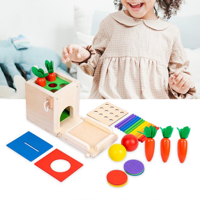 Caja de permanencia de objetos Juguete de aprendizaje preescolar Juguetes interactivos para padres e hijos Clasificador de formas Juegos de tirar de Macarena Juguetes de objetos Montessori